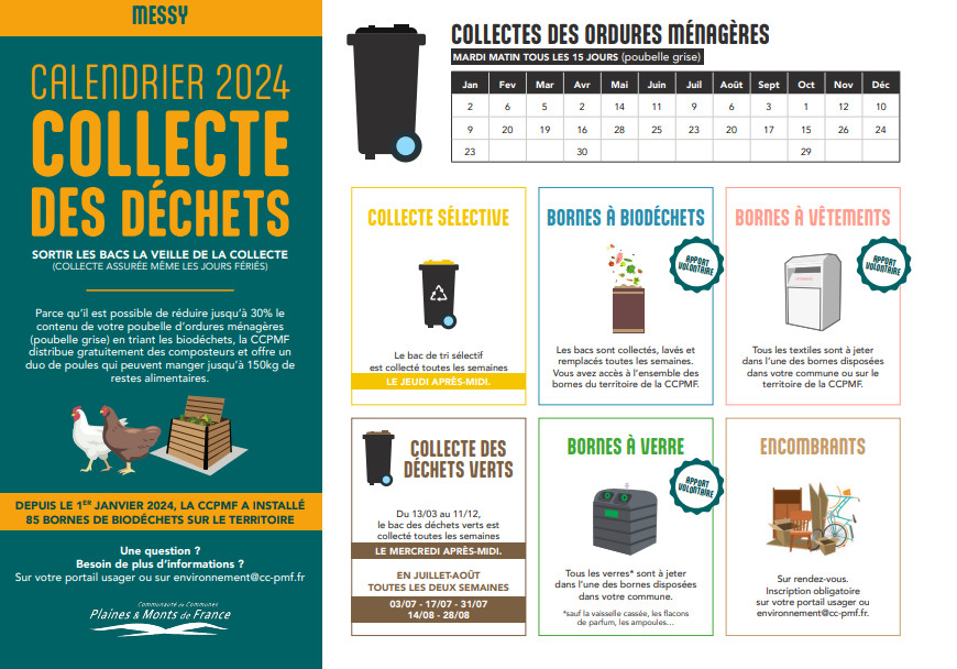 CALENDRIER DE COLLECTE DES DECHETS 2024