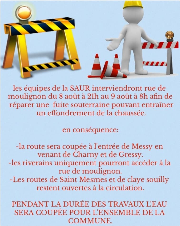 ** INFORMATION IMPORTANTE ** FUITE D'EAU