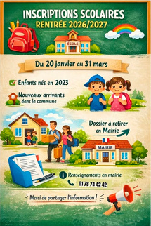 Inscriptions scolaires – Rentrée 2026/2027 Inscriptions scolaires – Rentrée 2026/2027