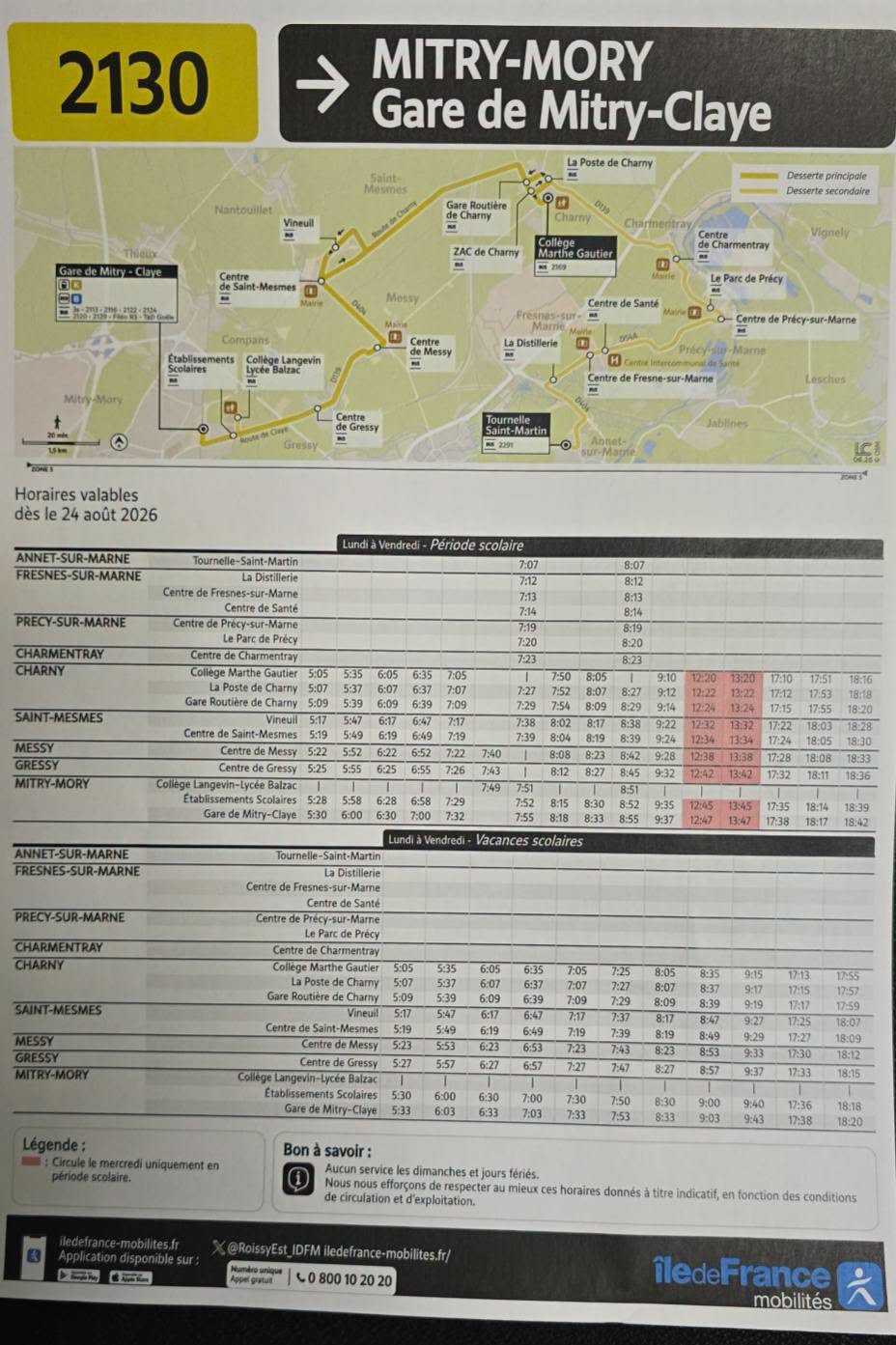 HORAIRES BUS 2130