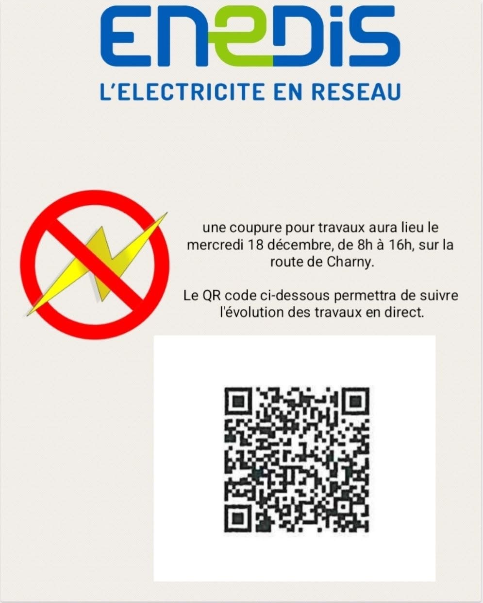 AVIS DE COUPURE D'ELECTRICITE