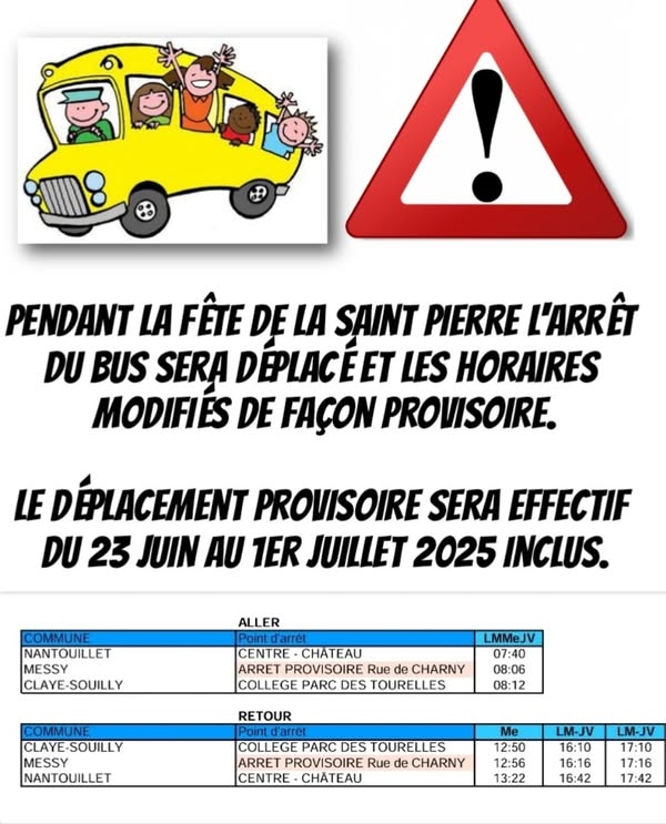 Déplacement provisoire de l'arrêt de bus scolaire