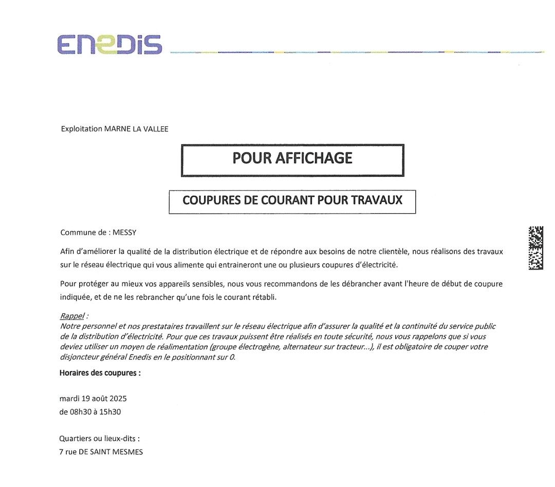 COUPURE DE COURANT LE 19 AOUT