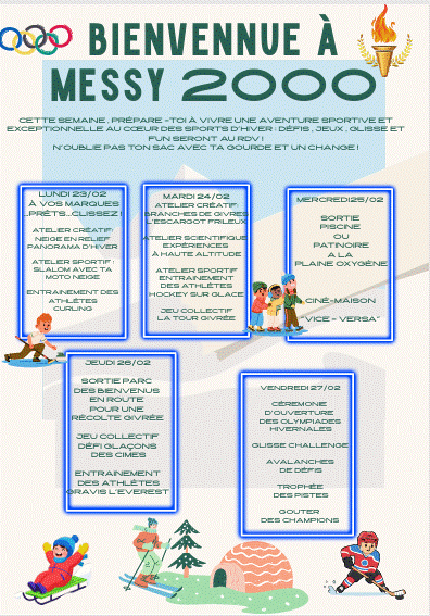 PLANNING DU CENTRE DE LOISIRS