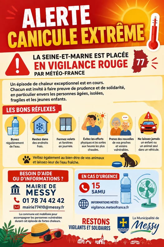 ALERTE CANICULE EXTRÊME – VIGILANCE ROUGE