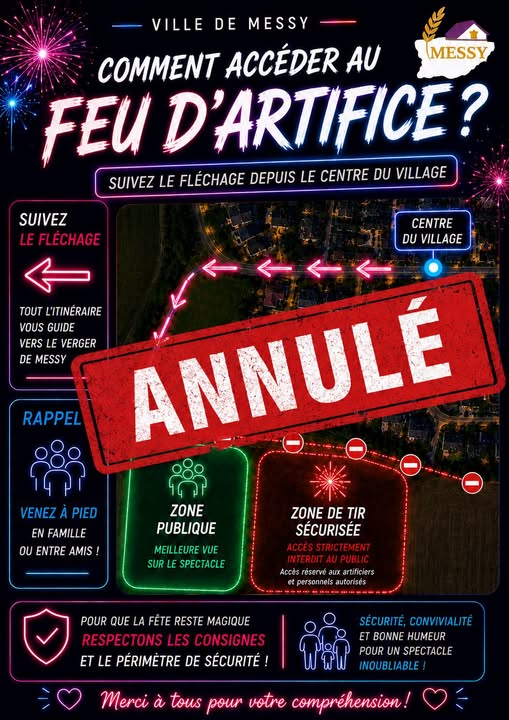 ANNULATION DU FEU D'ARTIFICE DU 27 JUIN