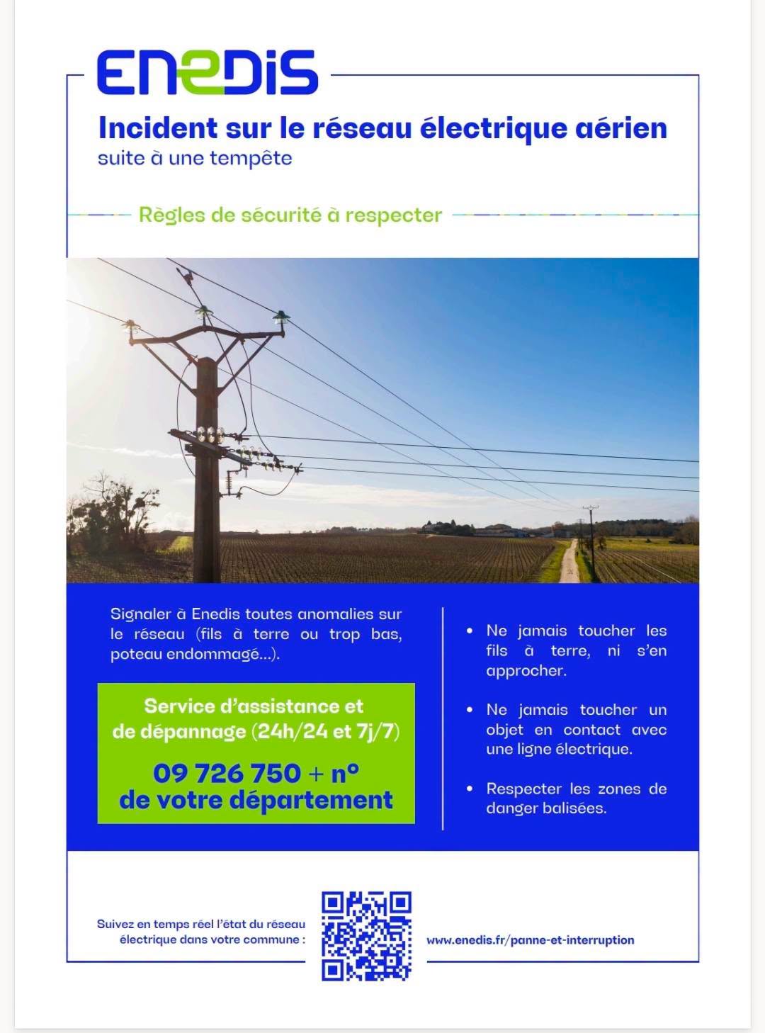 INCIDENT RESEAU ENEDIS SUITE A UNE TEMPETE